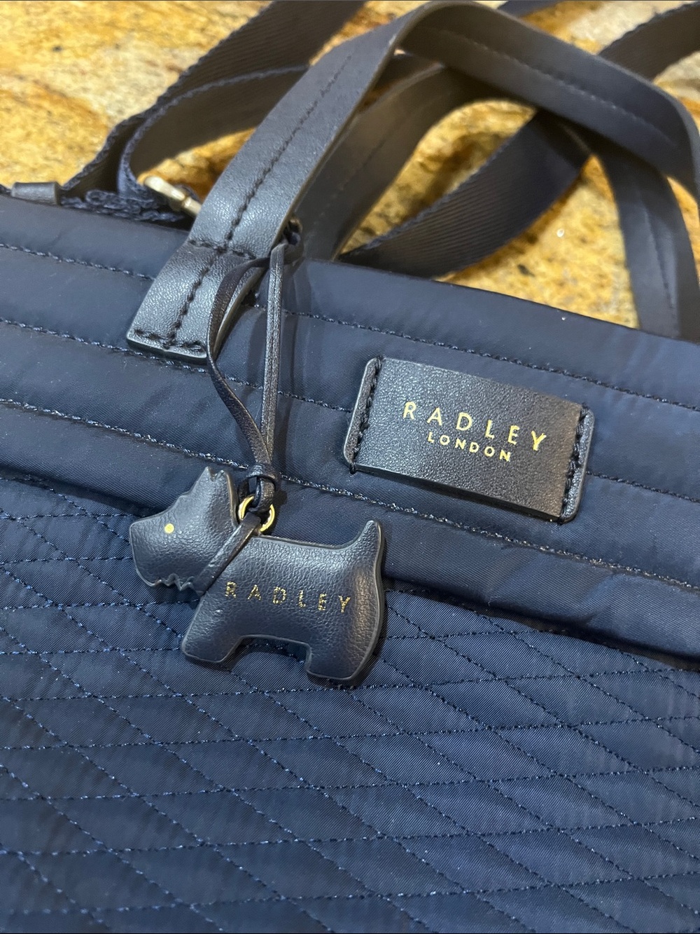 RADLEY LONDON Navy Quilted Crossbody Bag with Top Handles - Picture 5 of 8